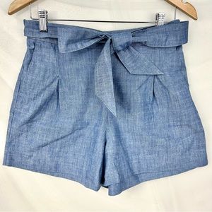 J. Crew Chambray Tie Waist Shorts Size 6